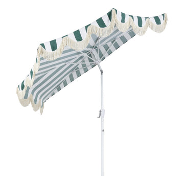 Beverly 9 ft. Designer Classic Scalloped Fringe Half Market Patio Umbrella